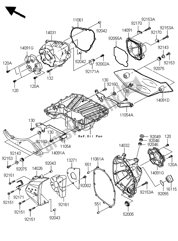 Toutes les pièces pour le Couvert De Moteur du Kawasaki Z 1000 2007