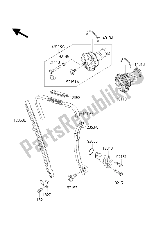 All parts for the Camshaft(s) & Tensioner of the Kawasaki KX 250F 2004