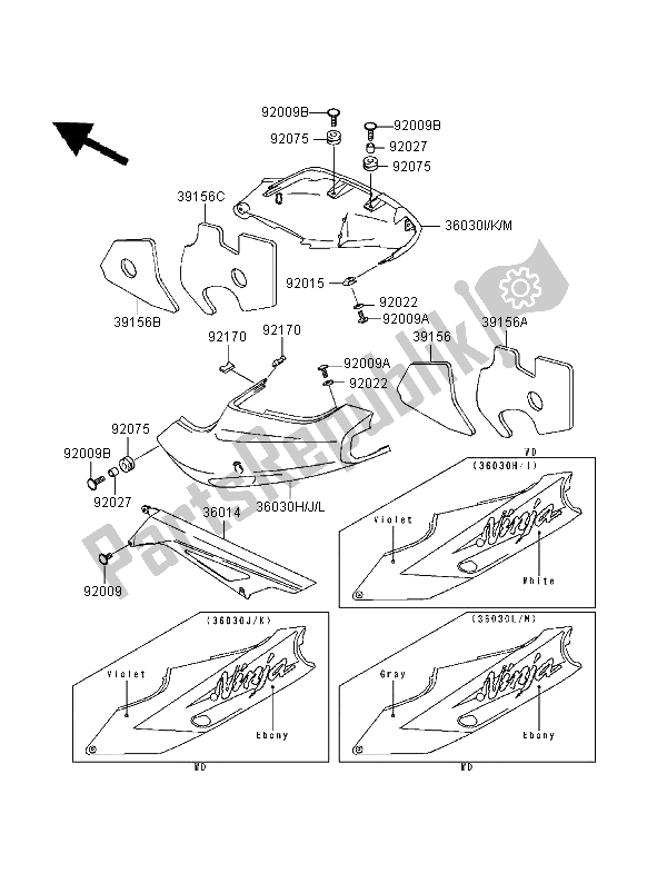 Todas las partes para Cubierta Lateral Y Cubierta De Cadena de Kawasaki Ninja ZX 9R 900 1995