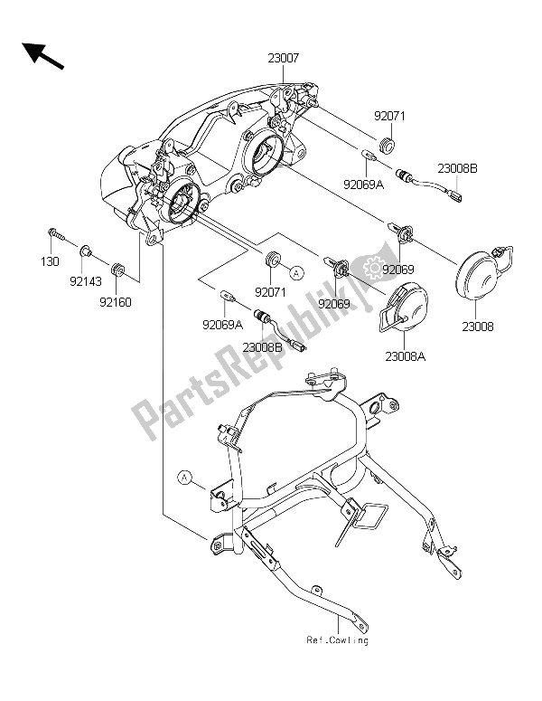 Toutes les pièces pour le Phare (s) du Kawasaki Ninja 300 ABS 2015