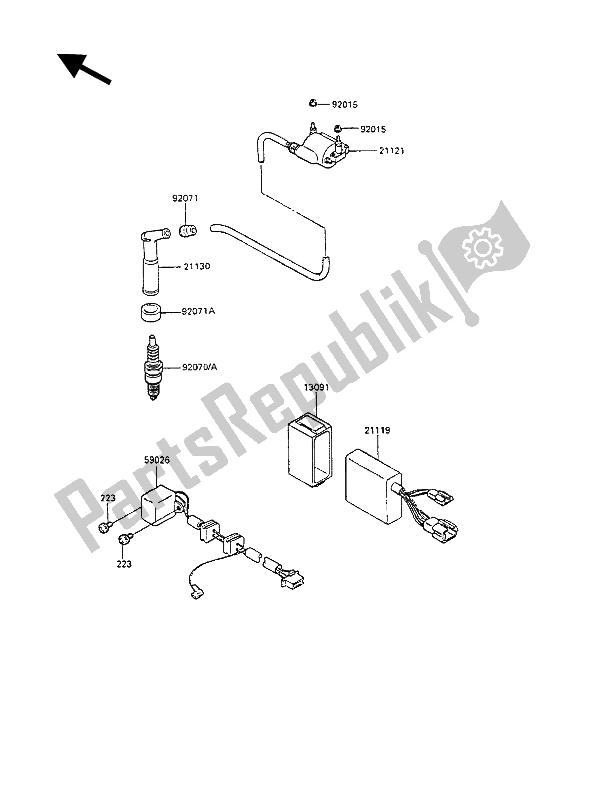 All parts for the Ignition Coil of the Kawasaki KLR 250 1990