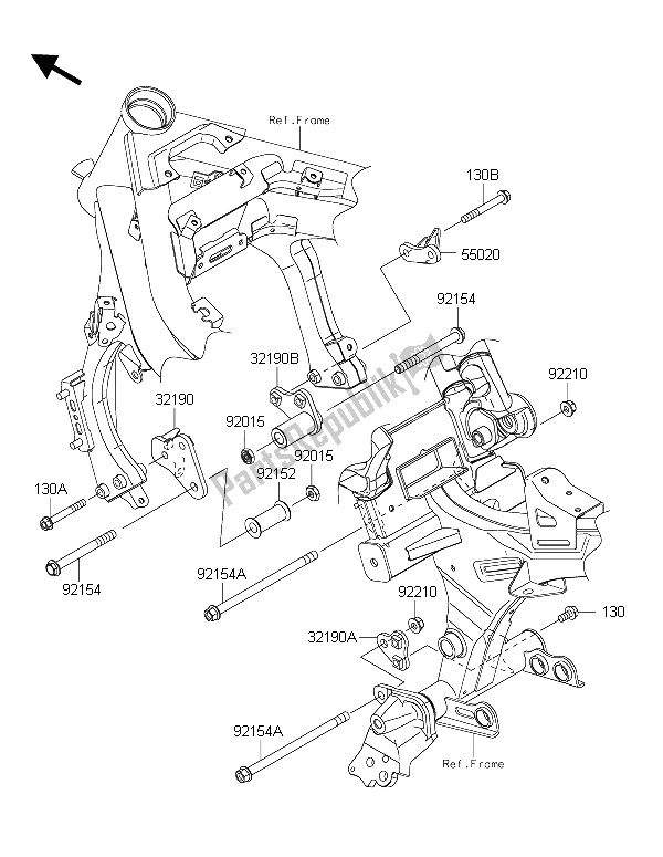 Todas as partes de Montagem Do Motor do Kawasaki ER 6N 650 2015