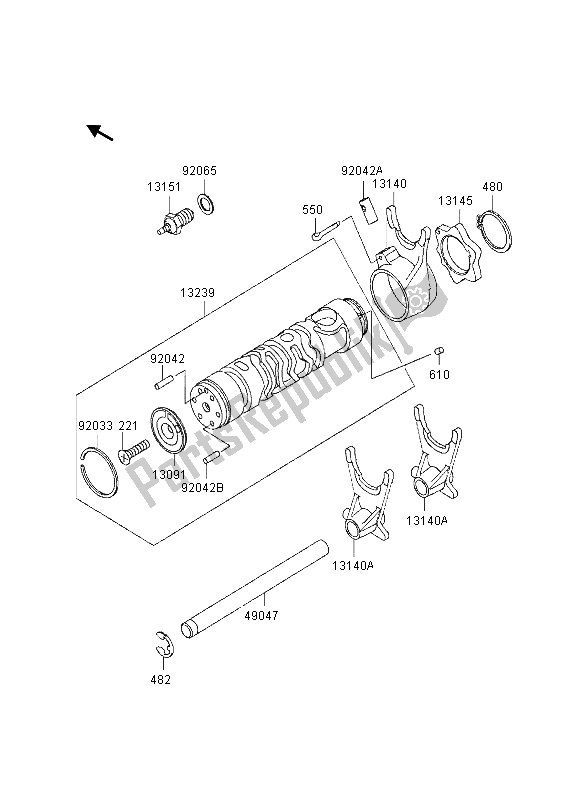 All parts for the Gear Change Drum & Shift Fork of the Kawasaki Eliminator 600 1995