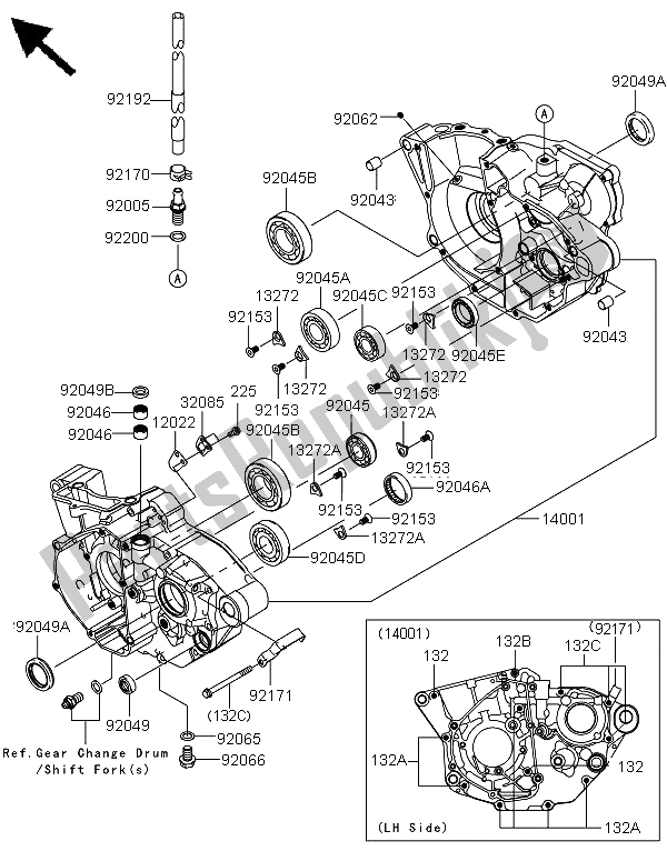 All parts for the Crankcase of the Kawasaki KX 250F 2009