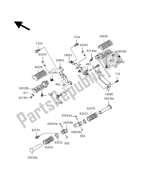 Todas as partes de Apoios Para Os Pés do Kawasaki Eliminator 125 1999