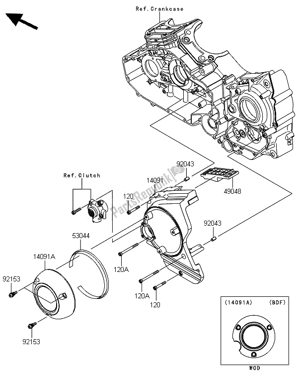 Toutes les pièces pour le Couvercle De Chaîne du Kawasaki VN 1700 Voyager ABS 2014