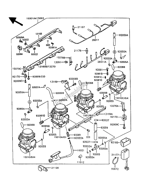 Toutes les pièces pour le Carburateur du Kawasaki GT 550 1994