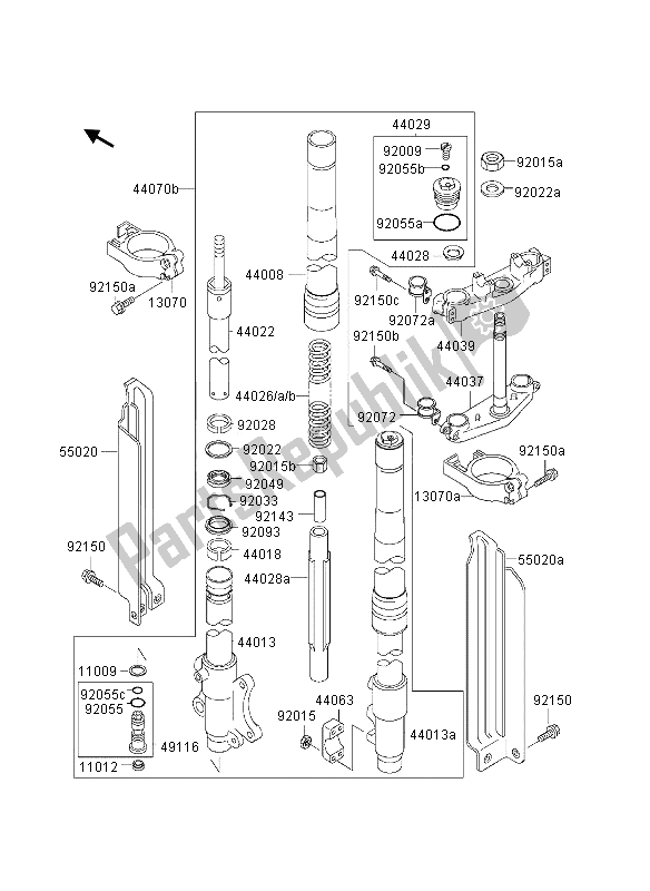 Tutte le parti per il Forcella Anteriore del Kawasaki KLX 300R 1997