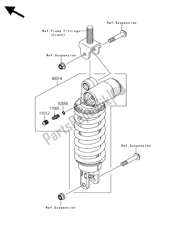 All parts for the Shock Absorber of the Kawasaki Ninja ZX 6R 600 2008