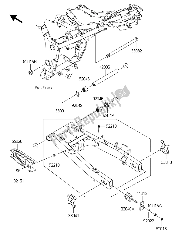 Toutes les pièces pour le Bras Oscillant du Kawasaki Ninja 300 ABS 2015