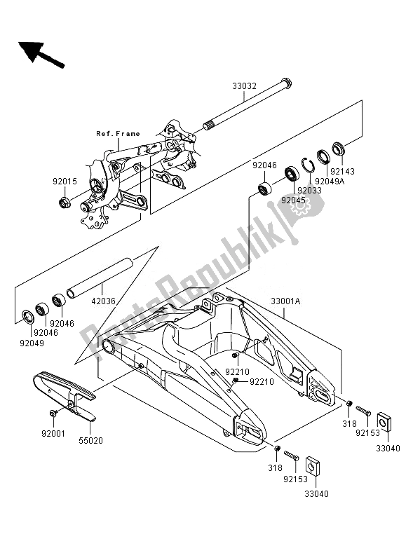 Toutes les pièces pour le Bras Oscillant du Kawasaki Versys 650 2007