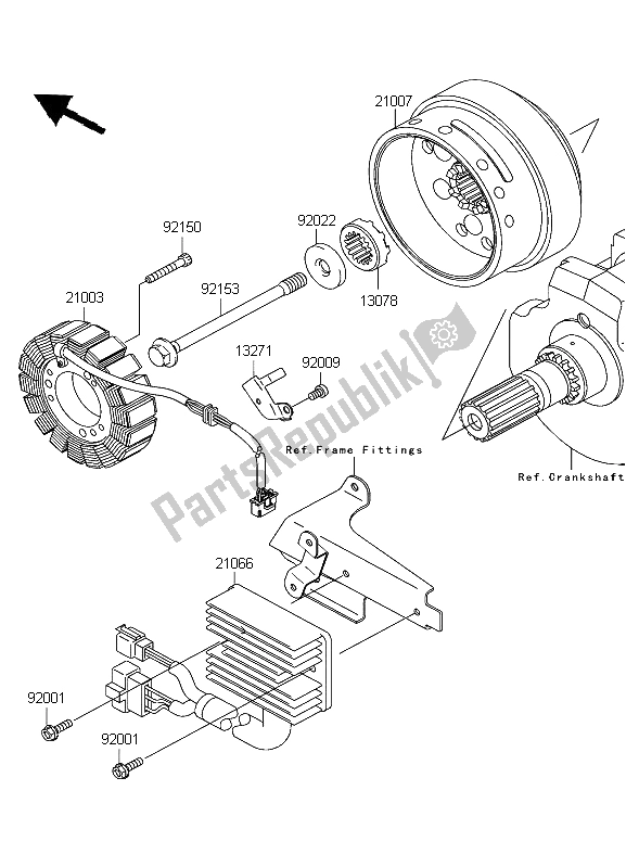 Todas las partes para Generador de Kawasaki VN 1600 Mean Streak 2004