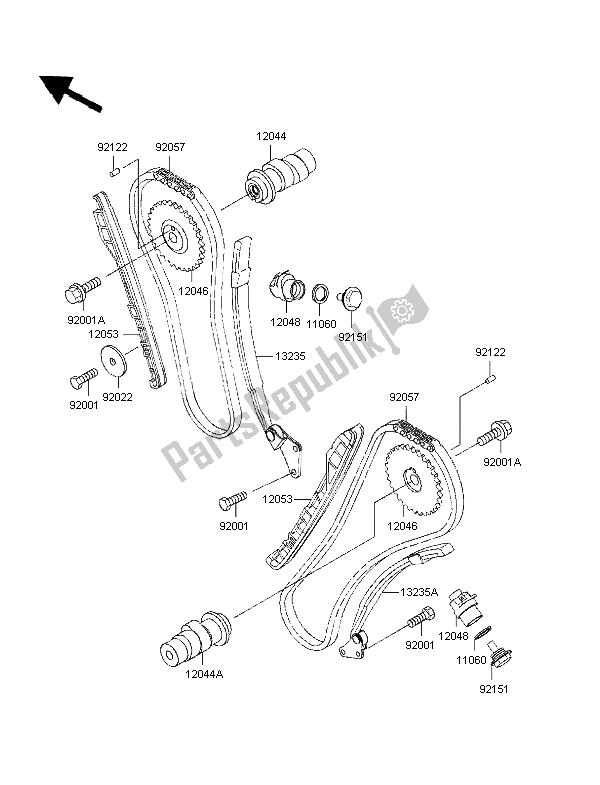 Tutte le parti per il Albero A Camme E Tenditore del Kawasaki VN 800 1997