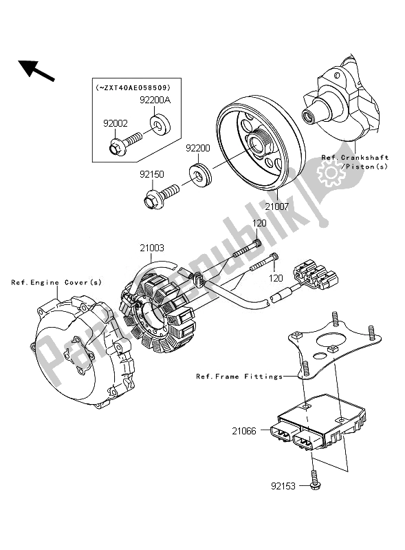 Toutes les pièces pour le Générateur du Kawasaki 1400 GTR ABS 2010