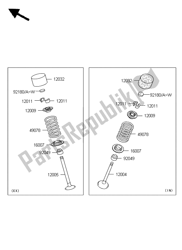 Alle onderdelen voor de Klep van de Kawasaki Z 750 2009