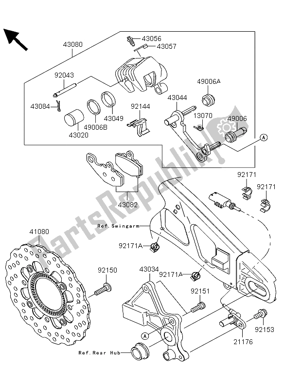 Alle onderdelen voor de Achterrem van de Kawasaki Versys ABS 650 2013