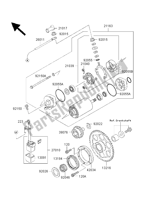 All parts for the Starter Motor of the Kawasaki VN 1500 Classic Tourer FI 2003