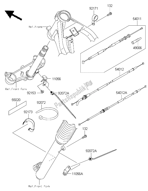 Toutes les pièces pour le Câbles du Kawasaki KLX 125 2015