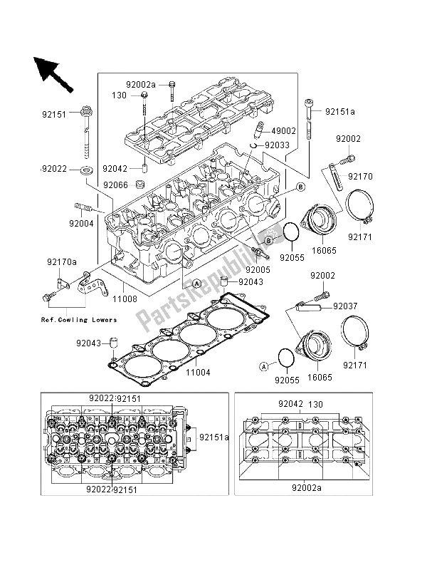 Todas las partes para Cabeza De Cilindro de Kawasaki Ninja ZX 12R 1200 2000