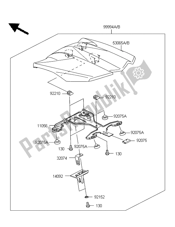 All parts for the Accessory (single Seat Cover) of the Kawasaki Z 1000 SX 2012