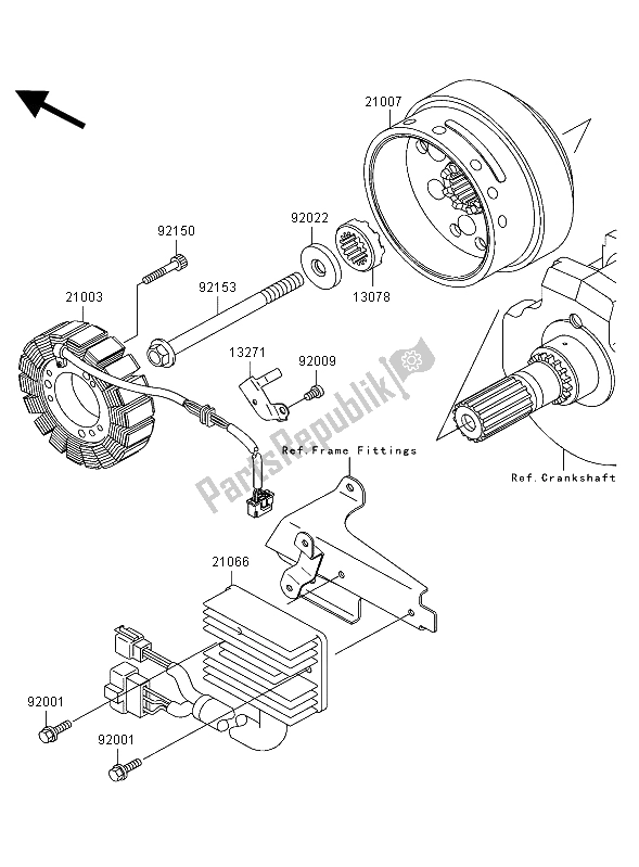 Todas las partes para Generador de Kawasaki VN 1500 Mean Streak 2003