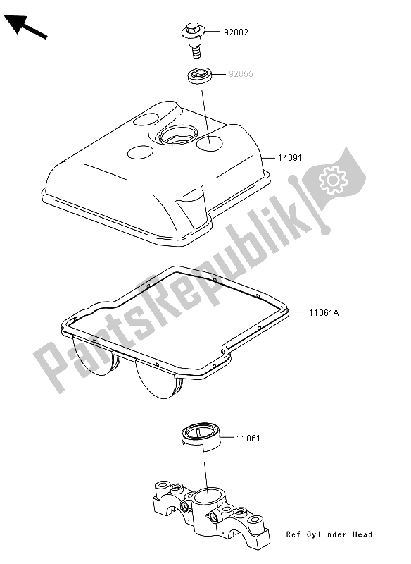 Alle onderdelen voor de Kleppendeksel van de Kawasaki KFX 450R 2012