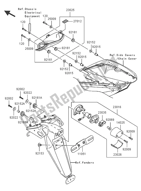 Todas las partes para Luz De La Cola de Kawasaki Ninja ZX 10R 1000 2005