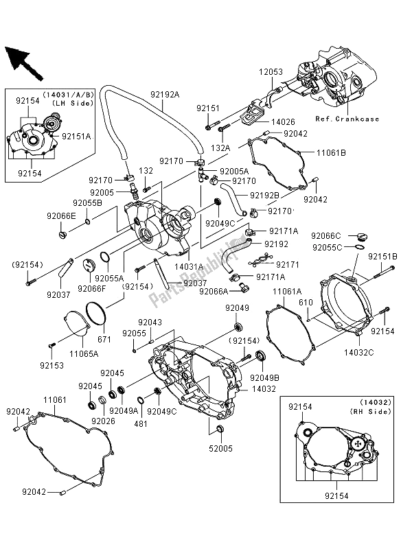 Tutte le parti per il Coperchio Del Motore del Kawasaki KLX 450R 2012