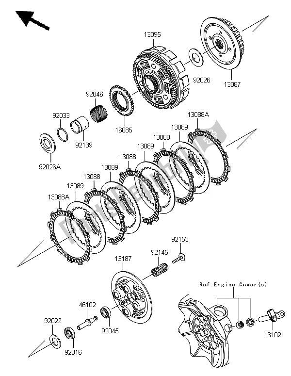 Tutte le parti per il Frizione del Kawasaki Ninja 250R 2011