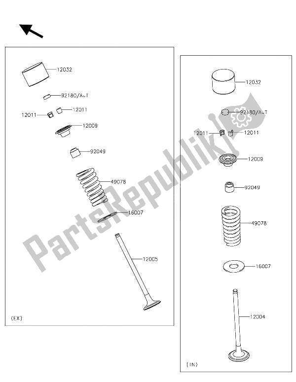 All parts for the Valve(s) of the Kawasaki Z 300 2015