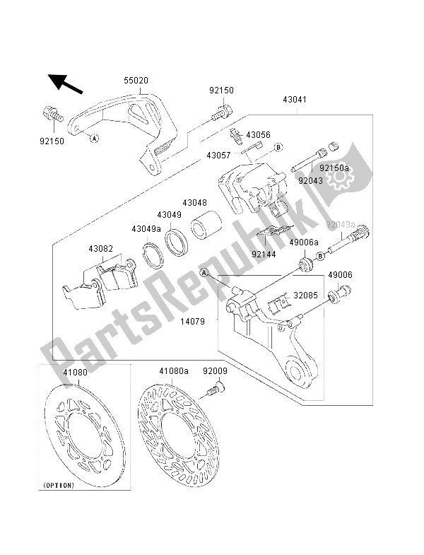 All parts for the Rear Brake of the Kawasaki KX 500 2000
