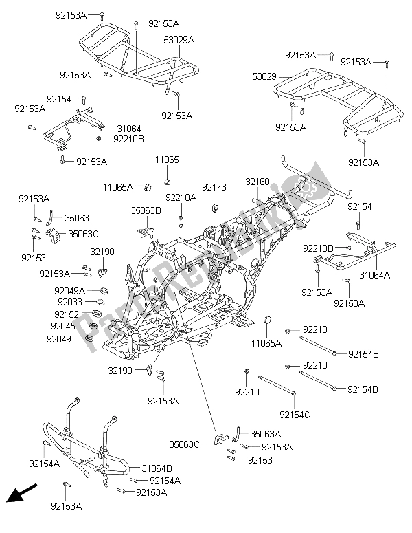 Tutte le parti per il Telaio del Kawasaki Brute Force 300 2015