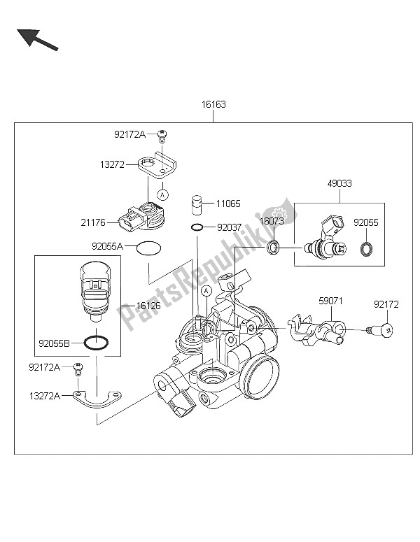 All parts for the Throttle of the Kawasaki KLX 125 2016