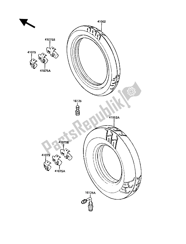 All parts for the Tires of the Kawasaki 1000 GTR 1988