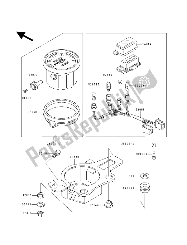 All parts for the Meter of the Kawasaki KDX 125 1991