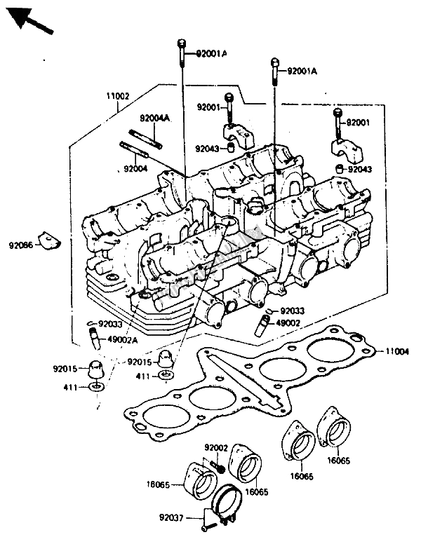 Toutes les pièces pour le Culasse du Kawasaki GPZ 750 1985