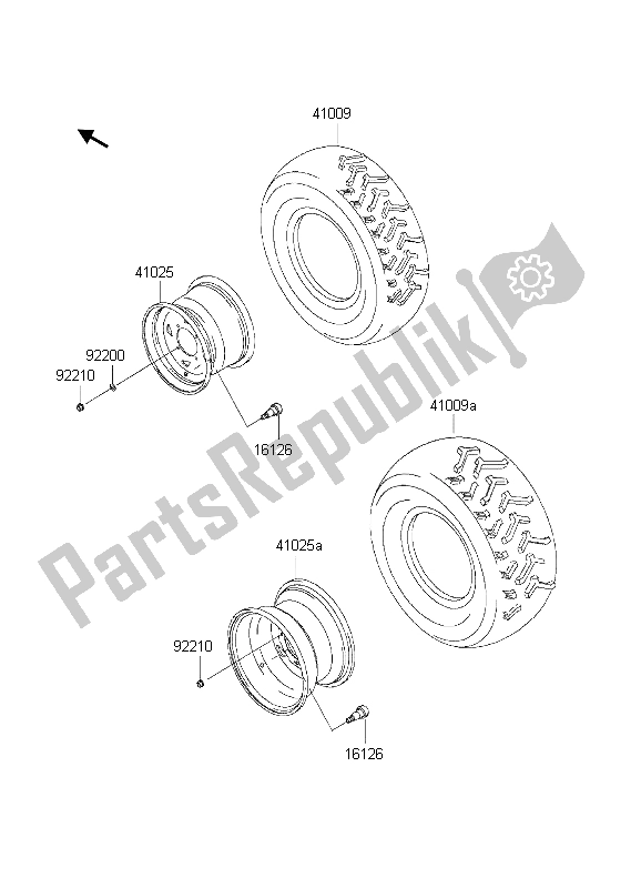 All parts for the Tires of the Kawasaki KVF 650 4X4 2003