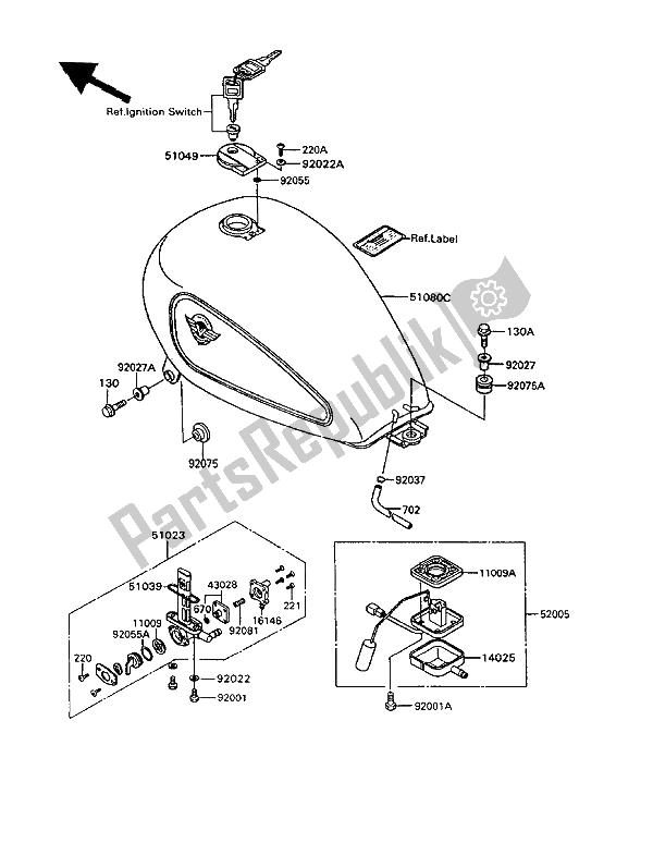 Wszystkie części do Zbiornik Paliwa Kawasaki VN 750 Twin 1994