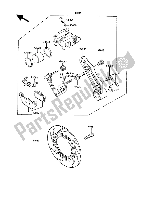 Alle onderdelen voor de Achterrem van de Kawasaki GPZ 1000 RX 1987