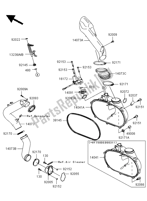 Todas las partes para Cubierta Del Convertidor de Kawasaki KVF 750 4X4 2011