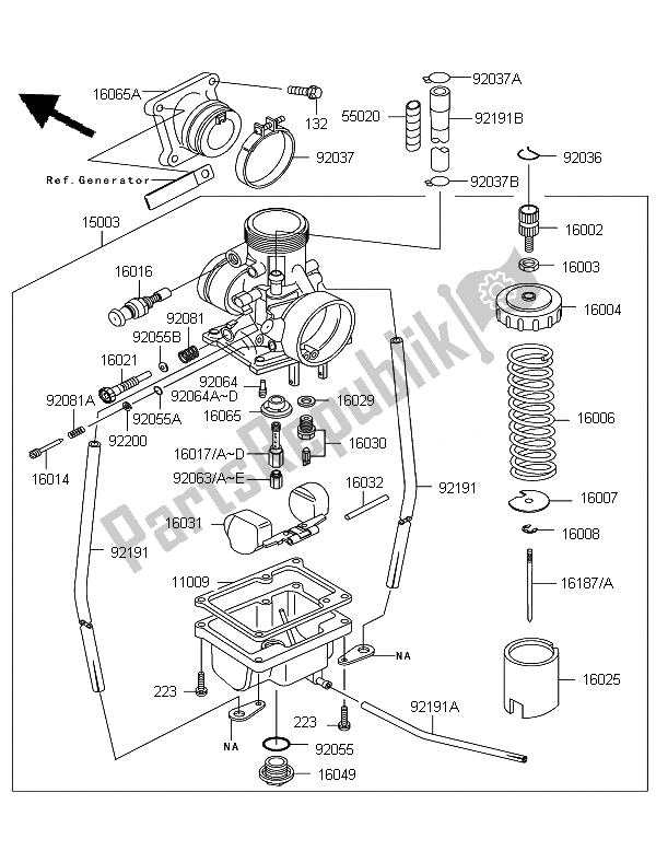 Todas as partes de Carburador do Kawasaki KX 65 2007