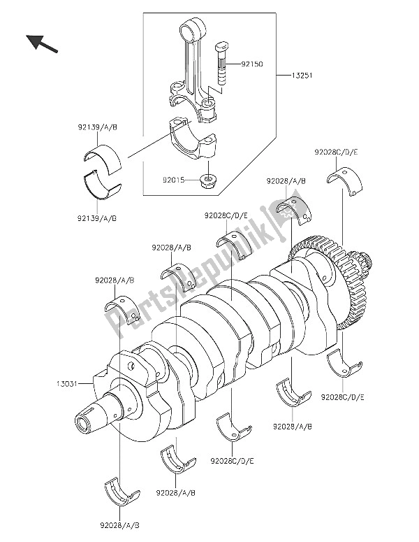 All parts for the Crankshaft of the Kawasaki Z 800 ABS 2016