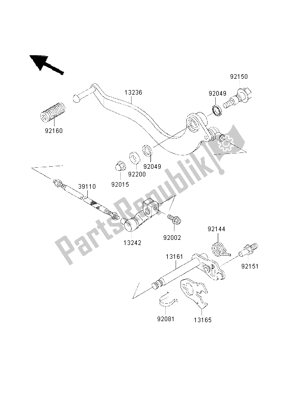 All parts for the Gear Change Mechanism of the Kawasaki Eliminator 125 2002