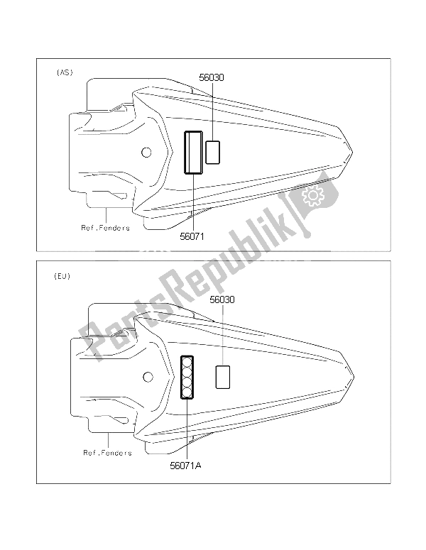 All parts for the Labels of the Kawasaki KX 85 LW 2015