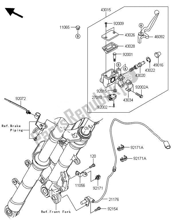 Todas las partes para Cilindro Maestro Delantero de Kawasaki Ninja 300 ABS 2014