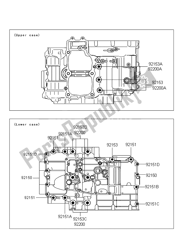 All parts for the Crankcase Bolt Pattern of the Kawasaki ER 6N 650 2009