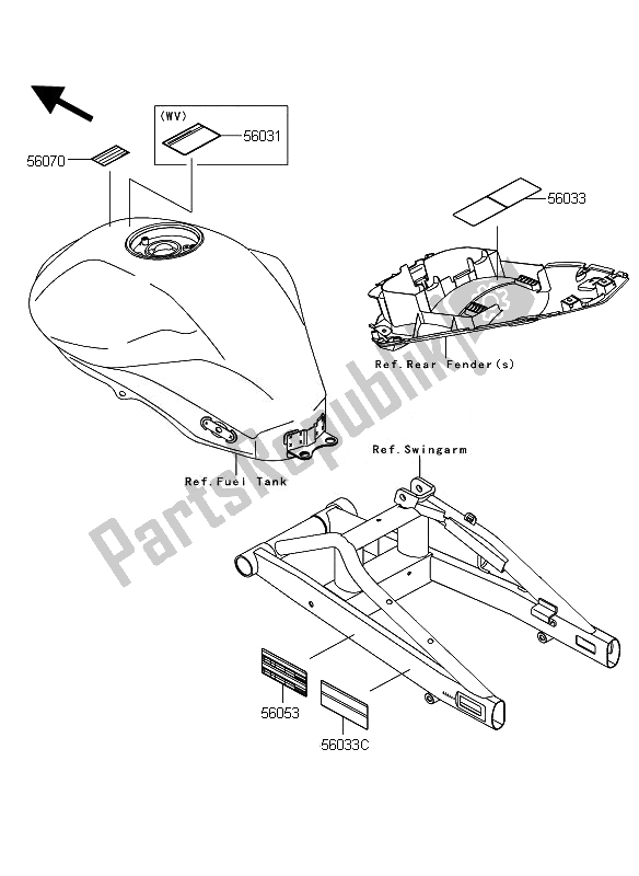 Wszystkie części do Etykiety Kawasaki ER 6N ABS 650 2011