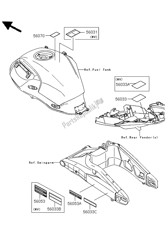 All parts for the Labels of the Kawasaki Versys ABS 650 2011