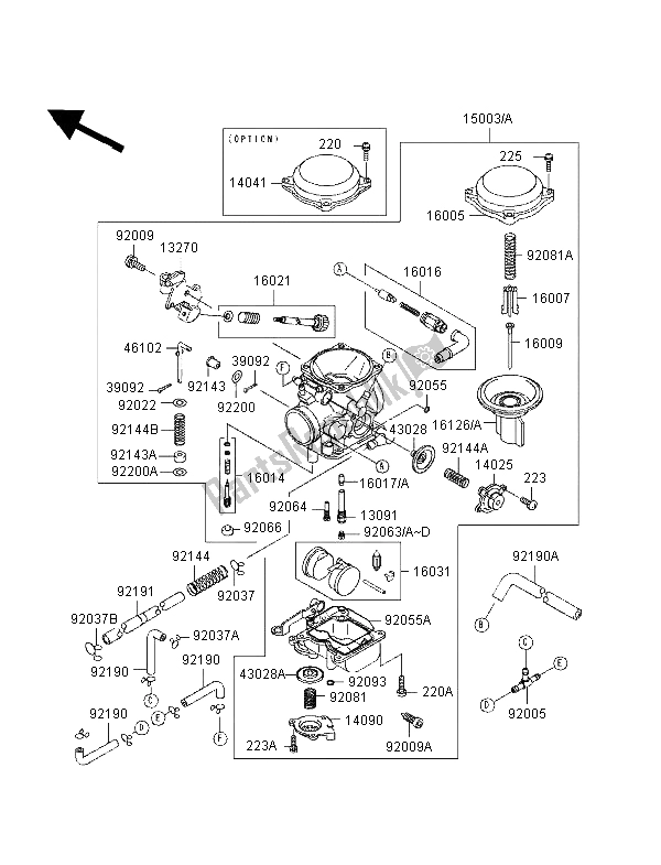 All parts for the Carburetor of the Kawasaki VN 800 1998
