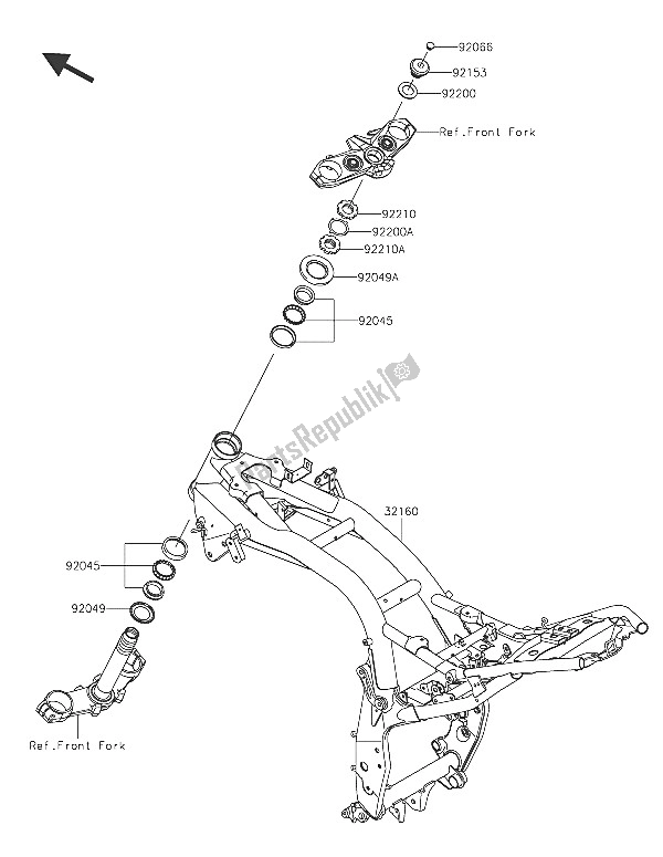 Alle onderdelen voor de Kader van de Kawasaki Z 800 2016